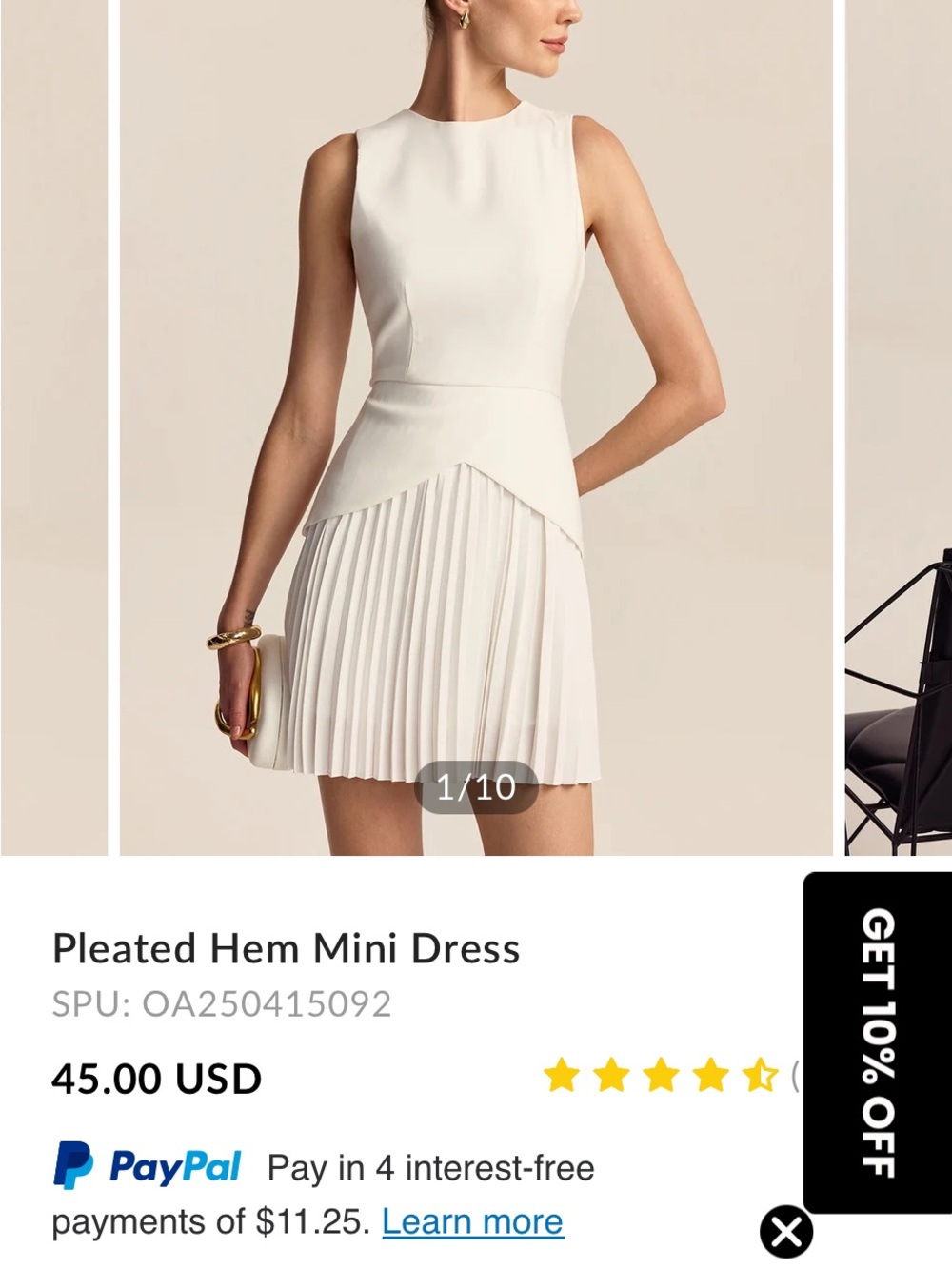 Commense White Pleated Hem Midi Dress